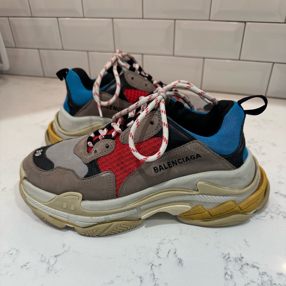 Balenciaga Triple S Sneakers 39 8.5 9 Red Blue Gray.